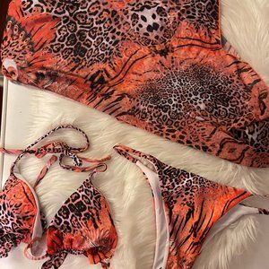 Cheetah print bathing suit set